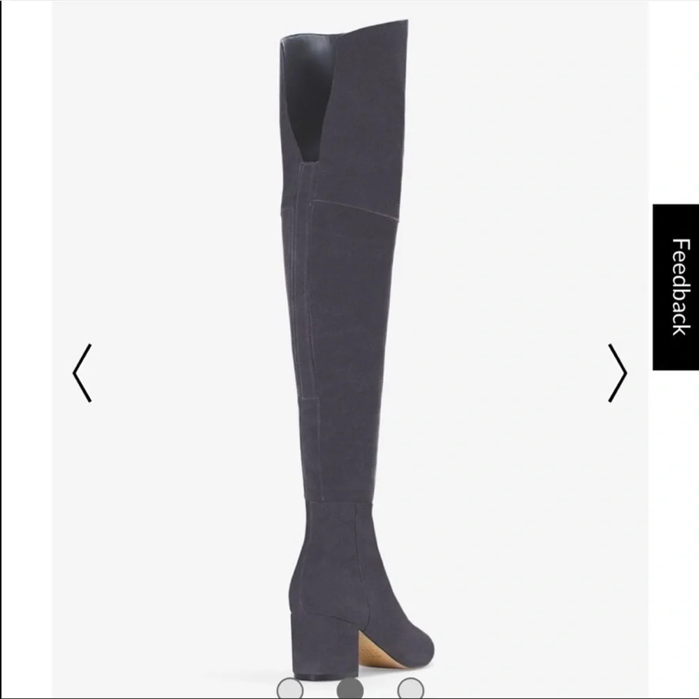 WHBM Zahra Moonwalk Leather suede over the knee grey boot inside zipper size 7.5
